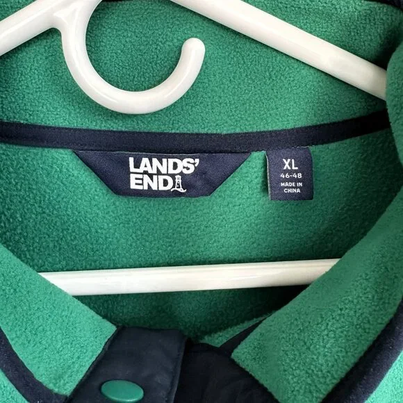 Men's Lands End XL Long Sleeve Pullover Quarter Snap Up Monk Neck Fleece Feeling - Picture 3 of 9